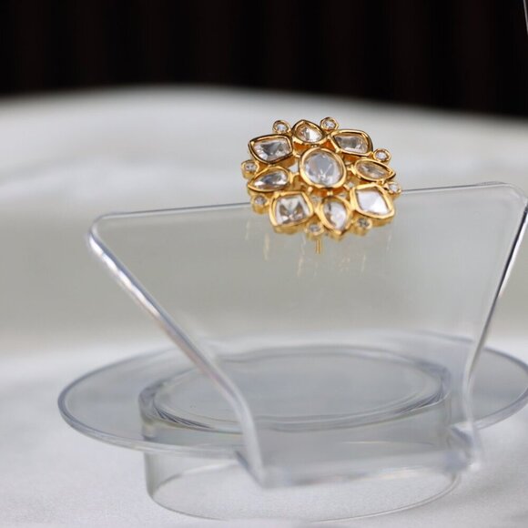 Regal Triple-Layer Kundan Necklace & Earrings Set, JP34 - Picture 3 of 10